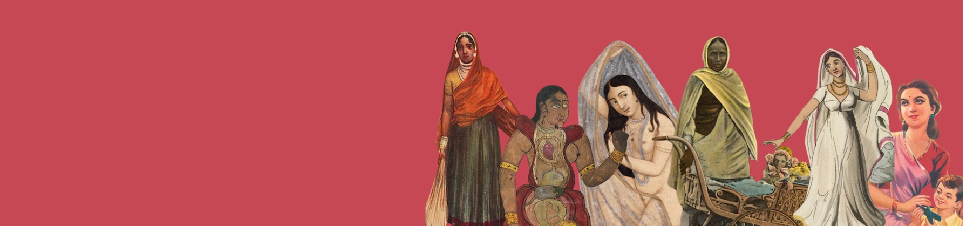 Illustrated collages of women's labour