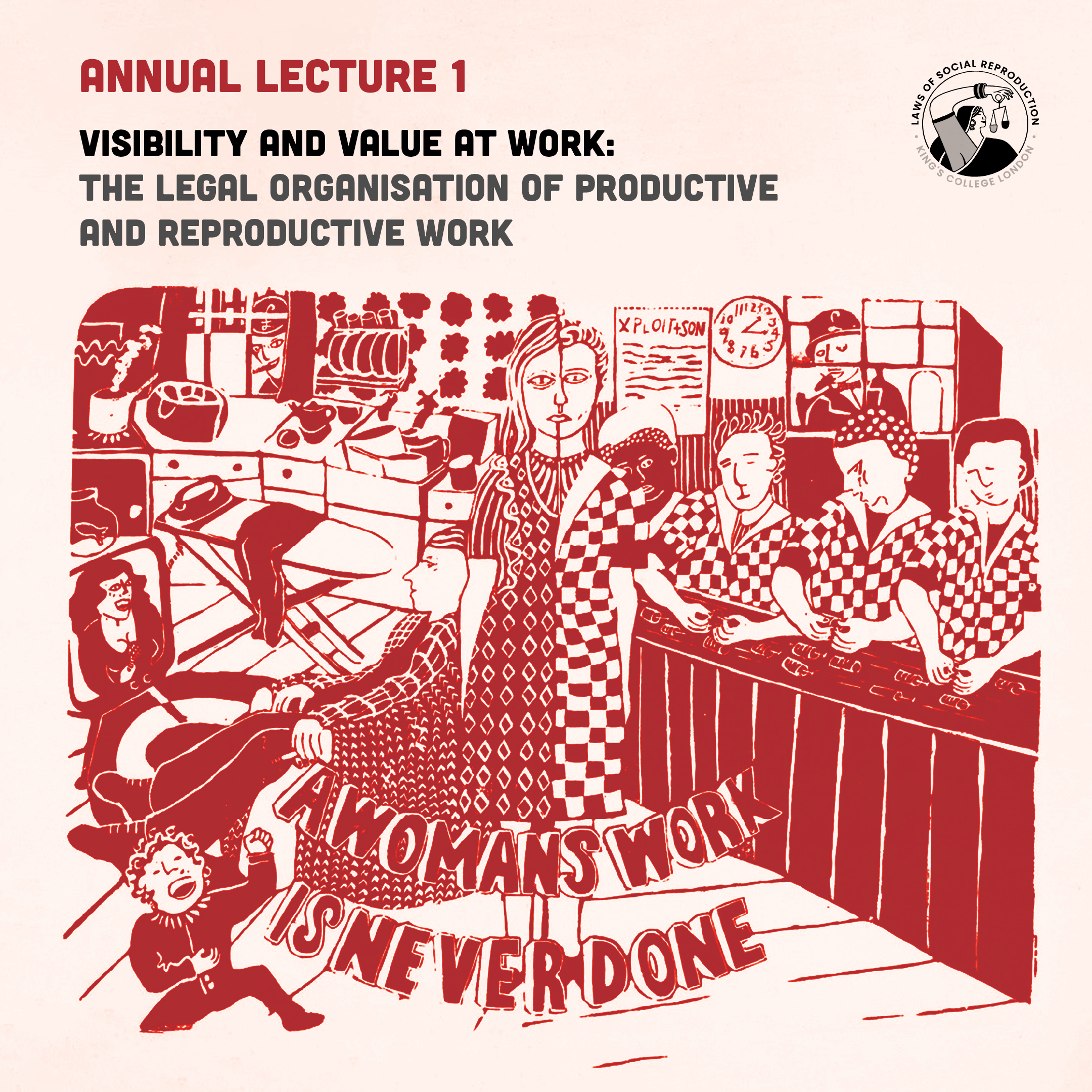 Report Cover for annual lecture 1 with the caption 'a woman's work is never done'